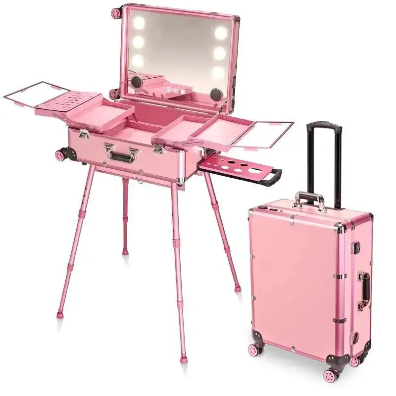 GlamVoyage™: Elite Trolley with Vanity Mirror