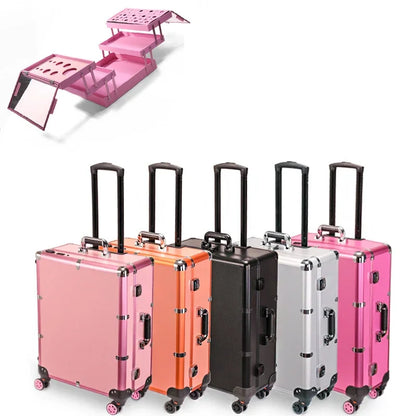 GlamVoyage™: Elite Trolley with Vanity Mirror