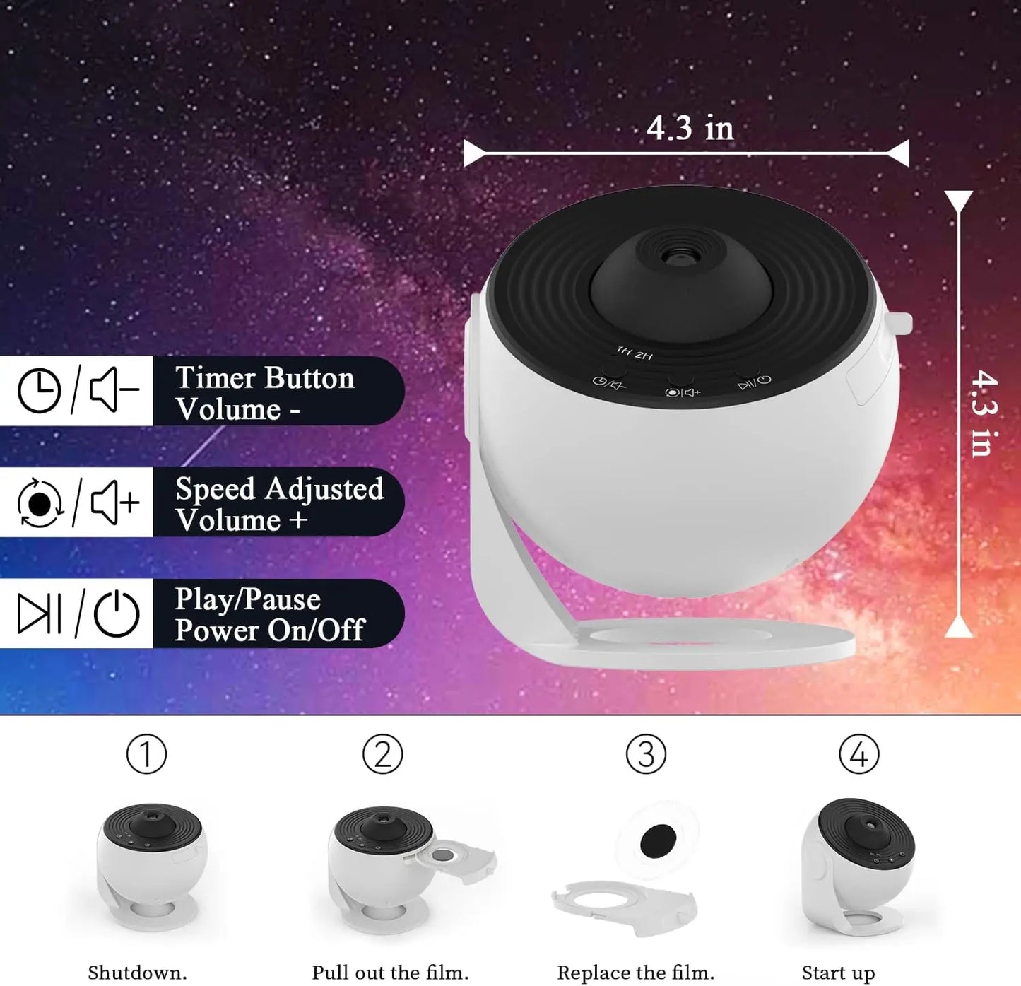 Night Light Galaxy Projector