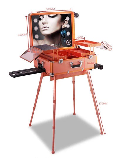 GlamVoyage™: Elite Trolley with Vanity Mirror